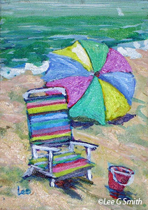 Umbrella with Striped Chair