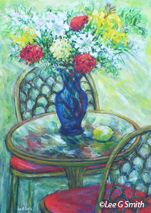 Bouquet and Red Chairs