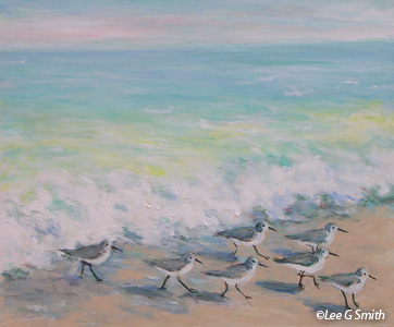 Sandpipers and Wave