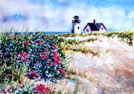 Stage Harbor Lighthouse and Roses