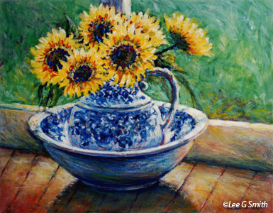 Sunflowers in a Pitcher