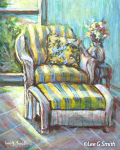 Yellow and Blue Striped Chair